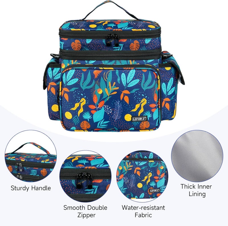 LEFORZ Sewing Supplies Organizer,Double-Layer Sewing Accessories Storage Bag,Protable Travel Sewing Box Sewing Basket for Sewing Tools,Leaf Pattern(Bag Only) - Image 5
